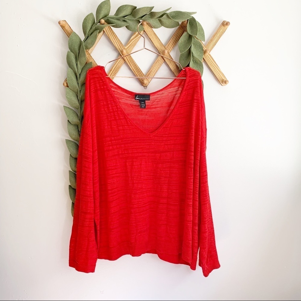 Lane Bryant Red Scoop Neck Top 26/28